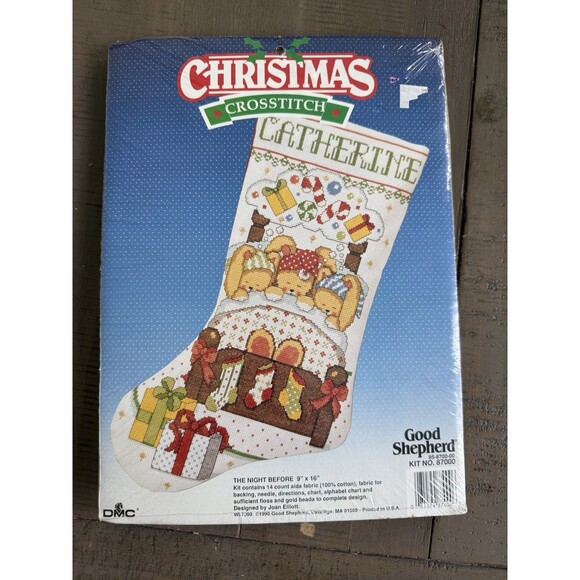 Good Shepherd Other - Vintage Good Shepherd Christmas Cross Stitch Kit 'The Night Before' 9" X 16"
